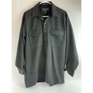 Bay Area Traders Shirt Men's Size Large Tall Gray Black Plaid Button Up Pockets